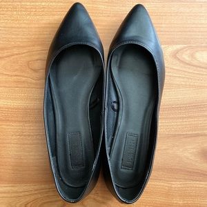 Black Leather Flats